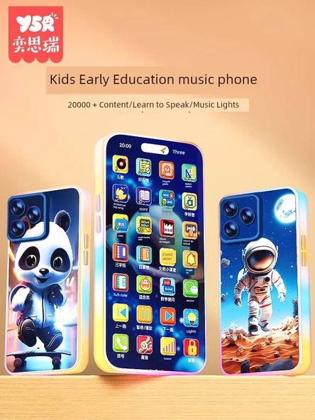 Çocuklar için Erken Eğitim Simülasyon Mobil Telefon Oyuncağı - 32 Tuşlu Küçük Ateş Ejderhası - 28000 Erken Eğitim İçeriği - Akustik ve Optik Kontrol - 2