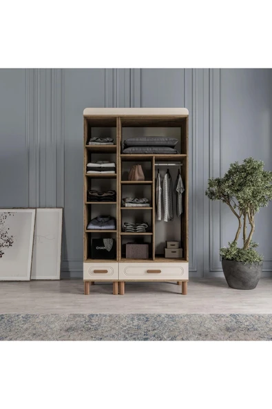 AKA HOME Cemre 3 Kapaklı MDF Çekmeceli Gardırop - 3