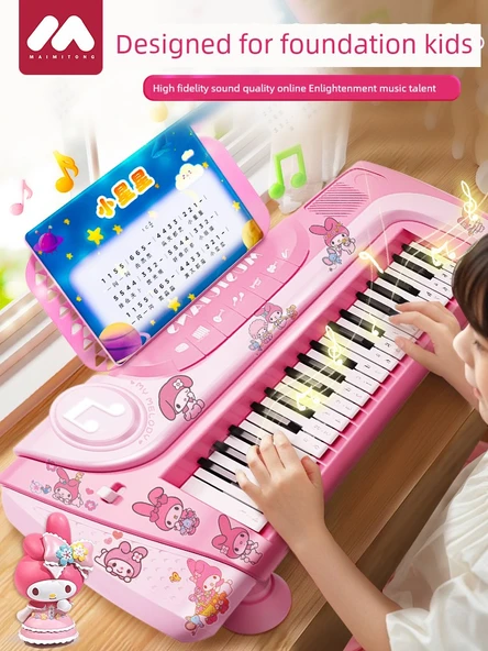 Çocuk Elektronik Org Oyuncak Piyano - Pil Versiyonu - Ultimate Melodi - Nota, Müzik Standı ve Çıkartmalar Dahil - 2