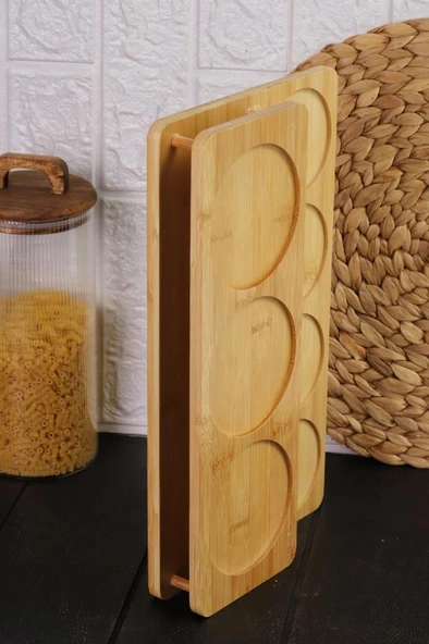 Mien Tezgah Üstü Bambu Stand Kavanoz Baharat Bakliyat Standı - 2