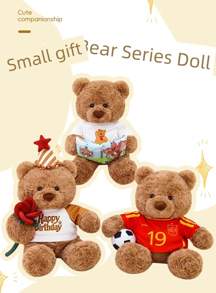 Sevimli Ayı Peluş Oyuncak - Çiçek Hediye Ayısı - Mavi Hediye Torbası - 40cm - 7