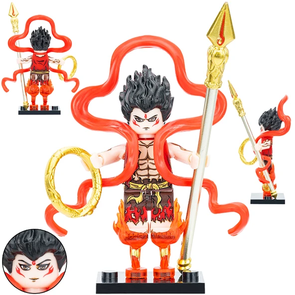 Lego Nezha Üç Başlı Altı Kollu Büyülü Çocuk Yapı Blokları Figürü - FJPJ009-Which Arka Plan Tahtası - 8