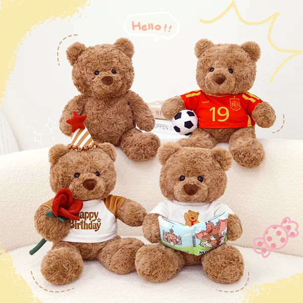 Sevimli Ayı Peluş Oyuncak - Çiçek Hediye Ayısı - Mavi Hediye Torbası - 40cm - 6