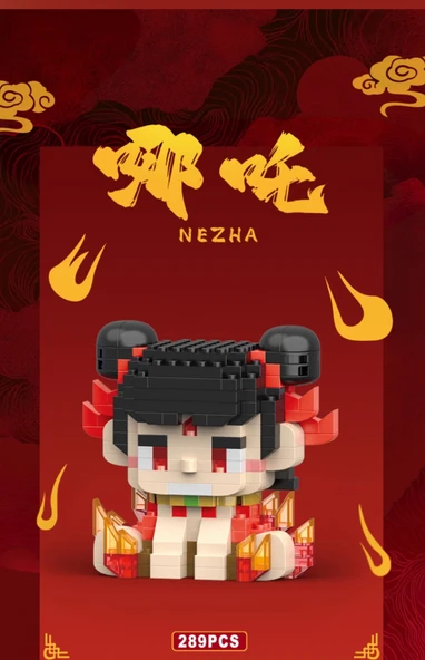 Nezha Yapı Blokları - Lingzhu Ao C + Karışık Gökyüzü Çekiç + Çift Elbise + Eklemli Hareket [Taban Dahil] - 10