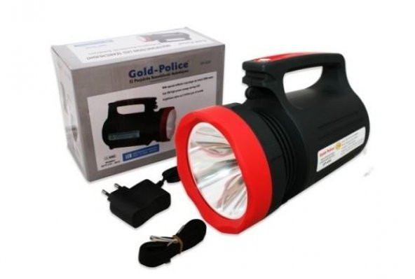 GOLD-POLICE GP-650 ŞARJLI EL FENERİ 5W LED , Işıldaklı , USB POWERBANK özellikli