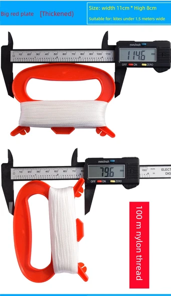 Kite İpi Sarıcı - 30 m Naylon İp - Kırmızı Tahta - Küçük - 8
