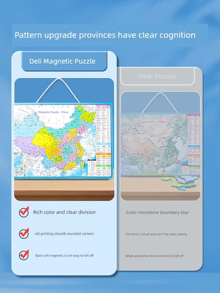 Manyetik Dünya Bulmacası - Büyük Kalın - Üç Yüzlü Baskı (Model 1) - 3