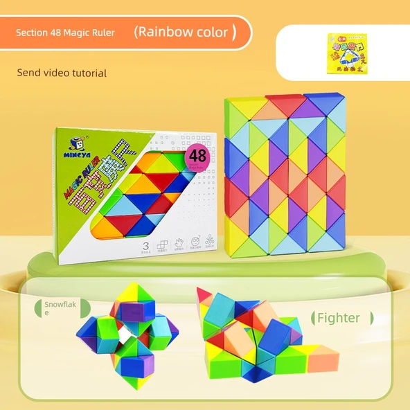Eğitici Rubik Küpü Yılan Bulmaca Oyuncağı - Gökkuşağı Renk [paragraf 48]