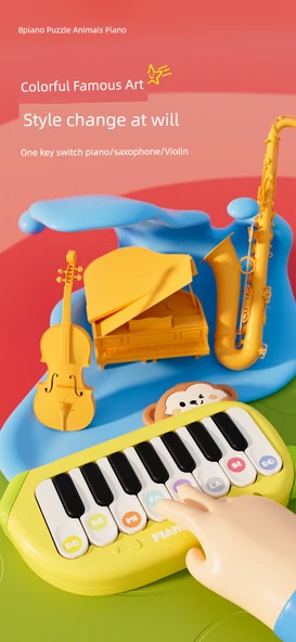 Çocuklar için Çok Fonksiyonlu Cep Piyanosu - Sevimli Dinozor Organ - 10