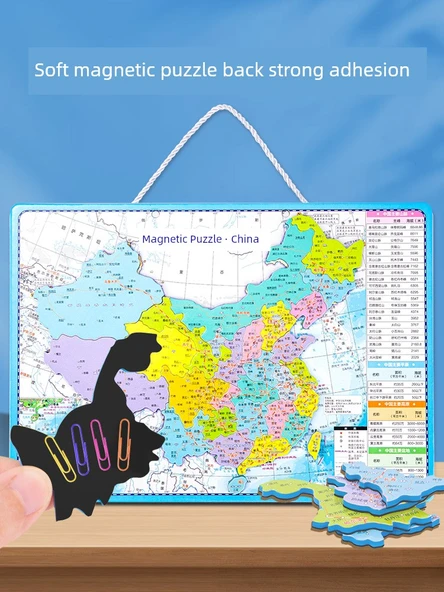 Manyetik Dünya Bulmacası - Büyük Kalın - Üç Yüzlü Baskı (Model 1) - 4
