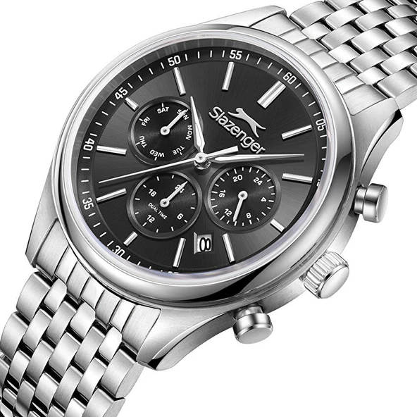 Slazenger SL.09.2487.2.02 Quartz Çelik Gri Siyah Kadran 41 mm Erkek Kol Saati - 2