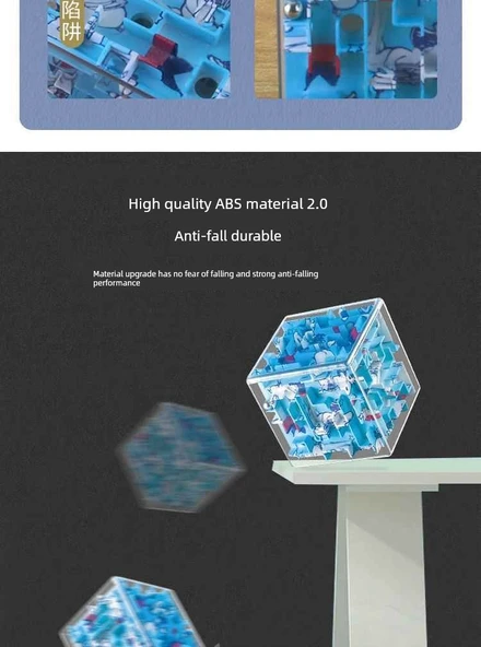 3D Labirent Küp Top Zeka Oyuncağı - Su Sarısı 8 Yüz-Large - 12