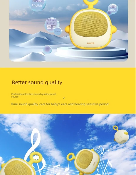 Çocuklar için Erken Eğitim Hikaye Makinesi Bluetooth Oynatıcı - Sarı (Limon Sarısı) - 11