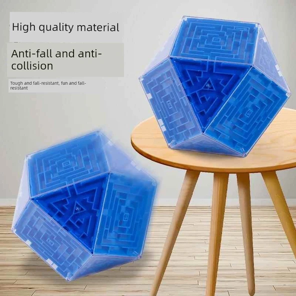 3D Labirent Küp Top Zeka Oyuncağı - Su Sarısı 8 Yüz-Large - 4
