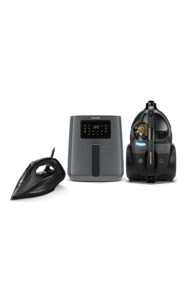 Philips Çeyiz Seti ( Xb9145/07 Toz Torbasız Süpürge, Dst7511/80 Buharlı Ütü, Hd9255/60 Airfryer )