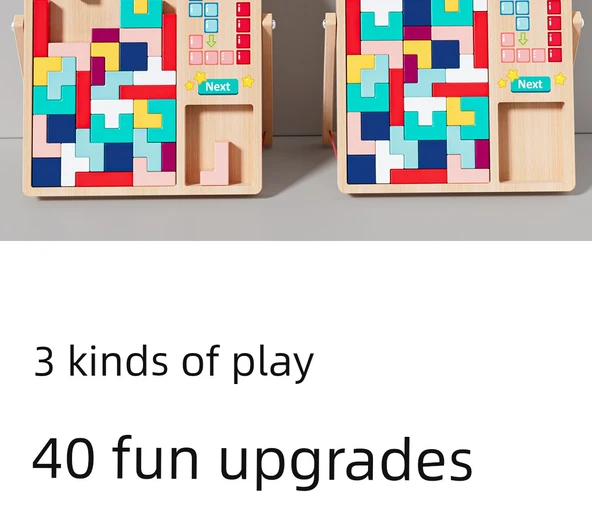Ahşap Tetris Bulmaca Yapı Blokları - Oversized Tetris + 12 Hercules Dengeli Yığın Müzik - 10