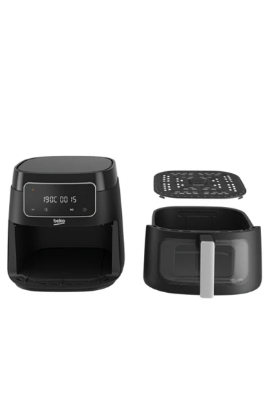 Beko Airfryer Yağsız Fritöz, 7.6 lt 1750 W Cam Sepet, 9 Otomatik Program Led Ekran, Siyah - 2