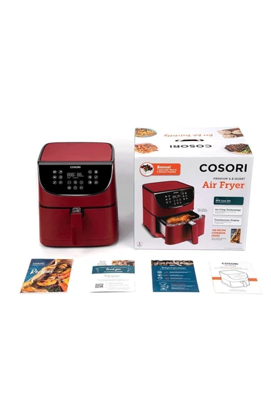 COSORI Premium Xxl 5.8-quart ( 5.5 Litre ) - 1700w Dokunmatik Panelli Yağsız Airfryer Fritöz -kırmızı - 5