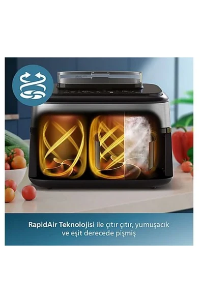 Philips NA555/00 5000 Serisi Çift Hazneli Airfryer YENİ - 5