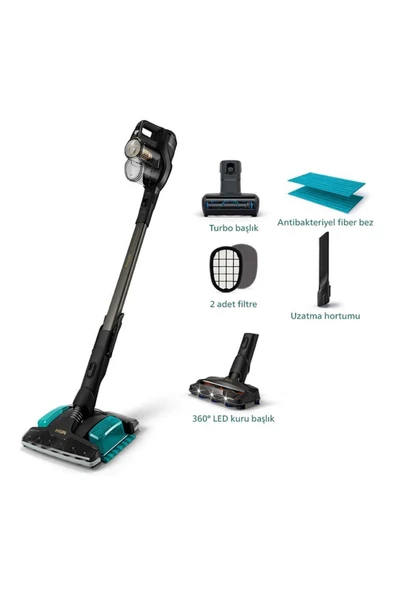 Philips Aqua Seri Islak/Kuru 360° Çekim Gücü, 80Dk Çalışma, Led Başlıklı Ultra Premium Dikey Şarjlı Süpürge
