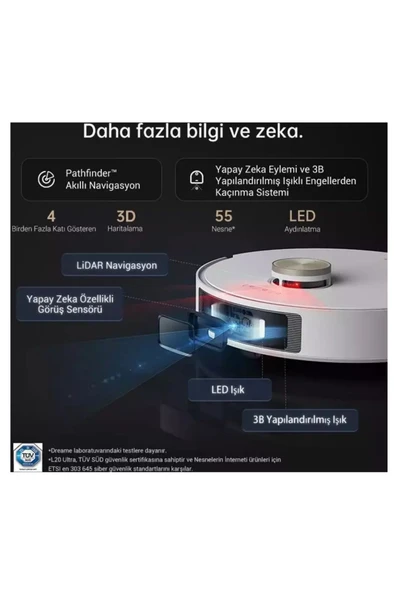 Dreame Ultra 7000Pa Uyumlu  Emiş Complete, Otomatik Paspas  Yıkama ve Kurutma,  Robot Süpürge - 3