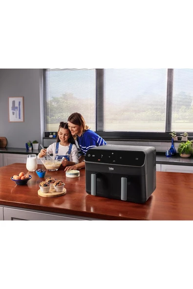 Beko Air Fritöz Twin 2400W, 8.5Litre Kapasiteli, 9 Fonksiyon, Panel Ekran, Teflon Kaplamalı - FRL5388B - 7