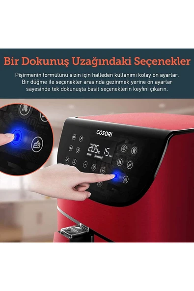 COSORI Akıllı Wifi Sıcak Hava Fritözü 5.5 Litre Airfryer Xxl Kırmızı - 7