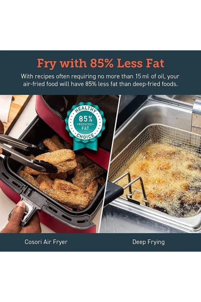 COSORI Sıcak Hava Fritözü Xxl, Yağsız, 5,5 L, 11 Program 1700 W - 4