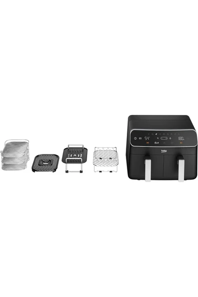 Beko Air Fritöz Twin 2400W, 8.5Litre Kapasiteli, 9 Fonksiyon, Panel Ekran, Teflon Kaplamalı - FRL5388B - 4