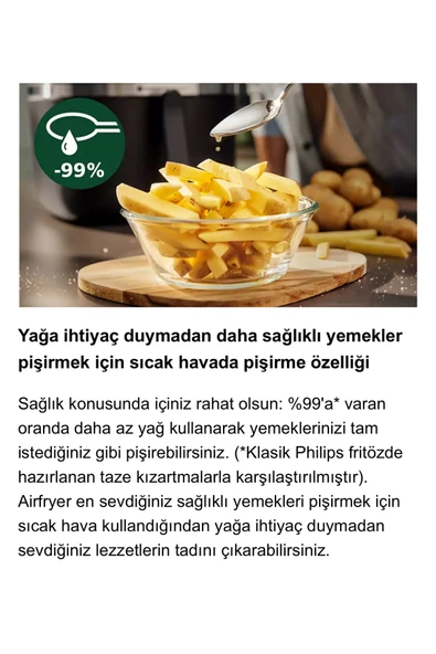 Philips Airfryer 7000 Serisi XXL Connected, Gıda termometreli, 2 kg, 8.3 L Kapasite, Connected - 7