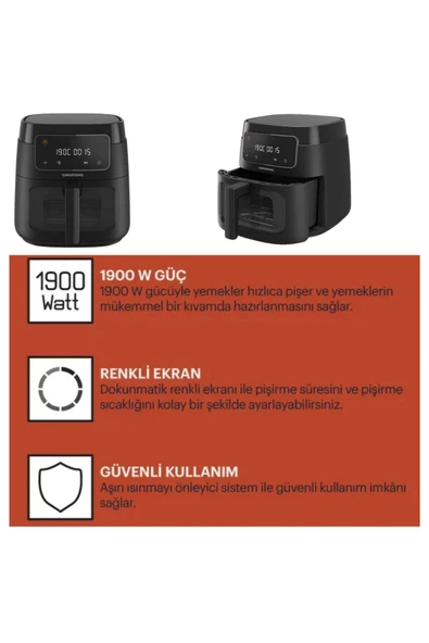 Grundig AirFit XXL 7.6 L Camlı Airfryer - 5
