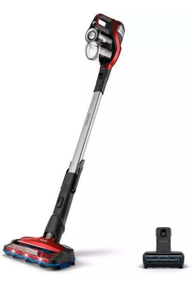 Philips Kablosuz Şarjlı Dik Süpürge, PowerCyclone 8,  Dijital Motor ve Üçlü Filtrasyon Kırmızı