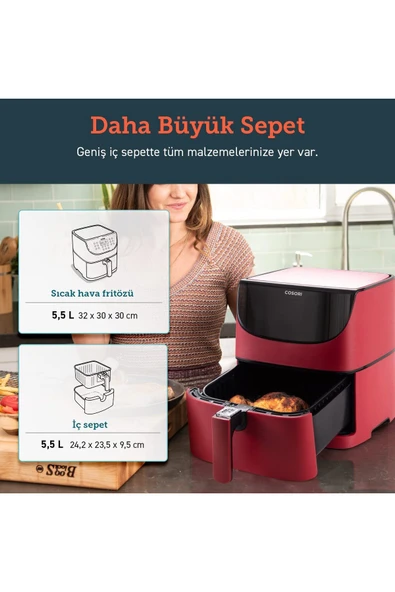 COSORI Airfryer, 1700W Max XXL 5,5 L Dijital Dokunmatik Hava Fritözleri - 4