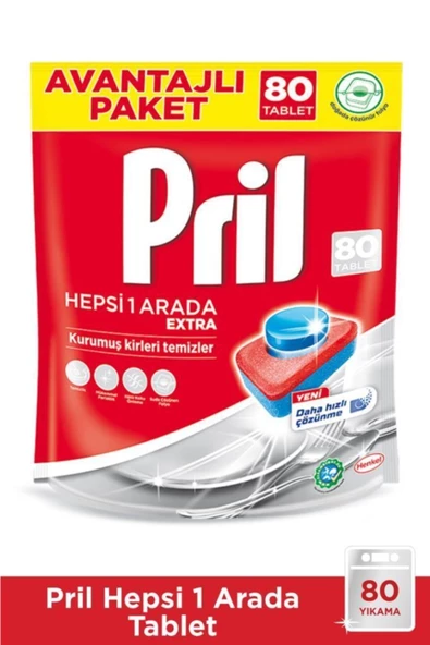 Pril Hepsi Bir Arada Extra Bulaşık Makinesi Deterjanı 80 Tablet