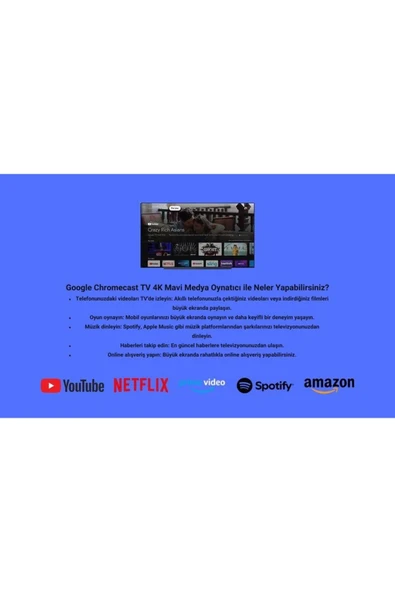 Google Chromecast Tv 4k Medya Oynatıcı Mavi - 3