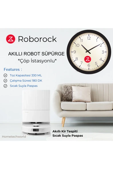 Roborock Çöp İstasyonlu Akıllı Robot Süpürge Beyaz