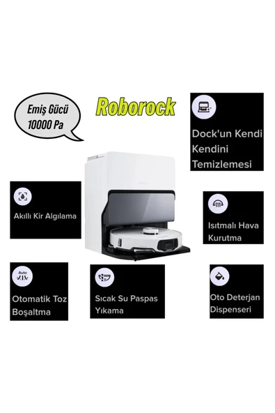 Roborock Premium Ultra Flexiarm Desing Side Brush Çöp Istasyonlu Akıllı Robot Süpürge