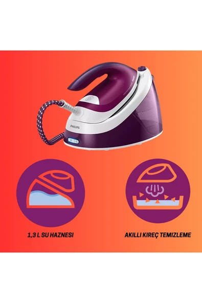 Philips Süper Güçlü Şok Buhar Kazanlı Ütü Hafif Kullanımı Kolay Kireç Önleme 2400w