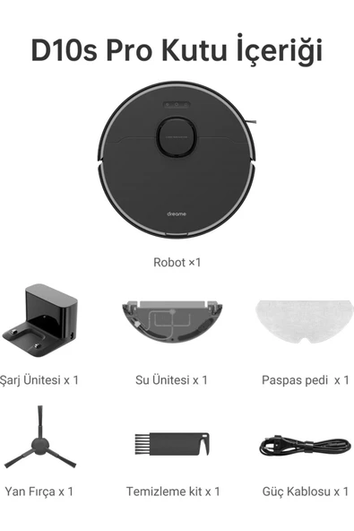 Dreame EV D10s Pro, Robot Elektrikli Süpürge, Action AI, 5000Pa, 280 dakika pil ömrü, 5000 PA - 2