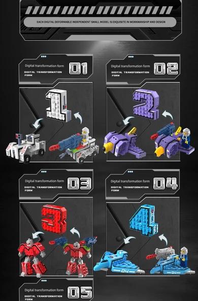 Dijital Dönüşüm Robot Araba Mühendislik Araç Oyuncak 1-2-3-4-5 Dijital Blok Penta Robot C991-1A - 9