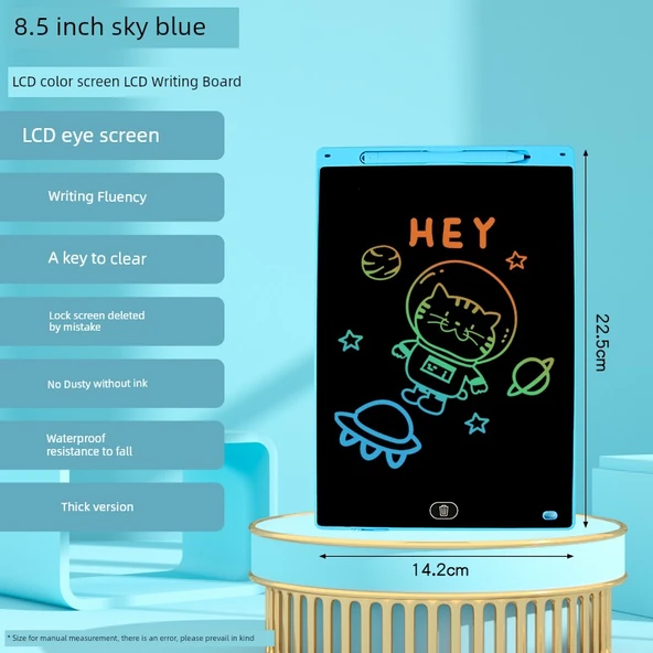 Çocuklar için LCD Yazı Tableti - 8.5 İnç - Gökyüzü Mavisi