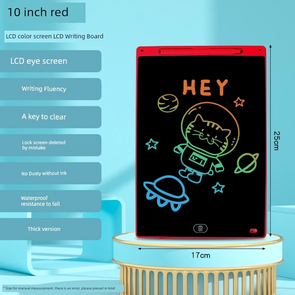 Çocuklar için LCD Yazı Tableti - 10 İnç - Kırmızı