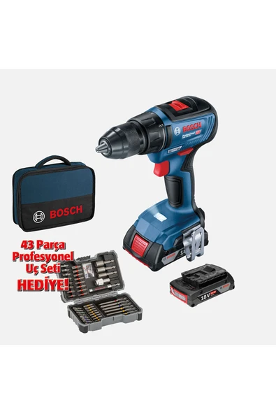 Bosch Profesyonel GSR 18V-50 2 Ah Çift Akülü Li-ion Darbesiz Akülü Vidalama