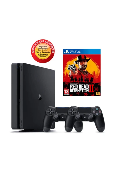 Sony Ps4 Slim 500Gb Oyun Konsolu Eurasia Garantili + PS4 Red Dead Redemption 2 + 2. Kol