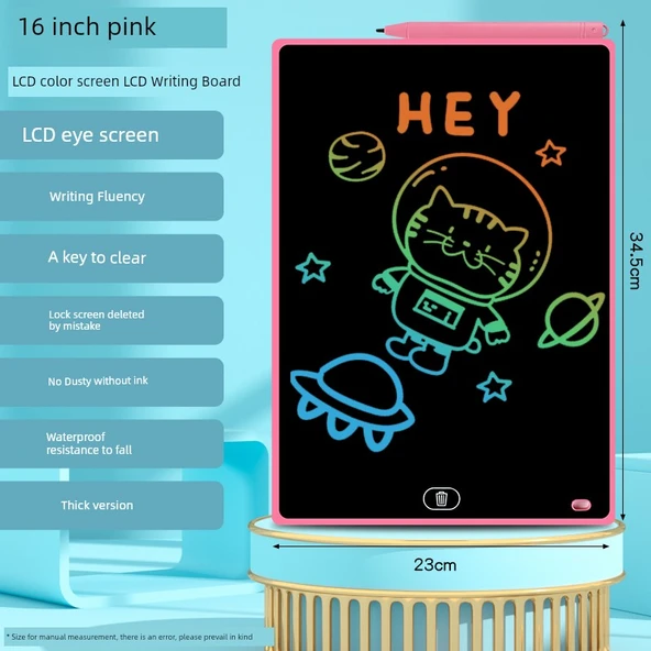 Çocuklar için LCD Yazı Tableti - 16 İnç - Pembe