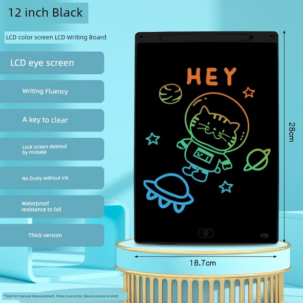 Çocuklar için LCD Yazı Tableti - 12 İnç - Siyah