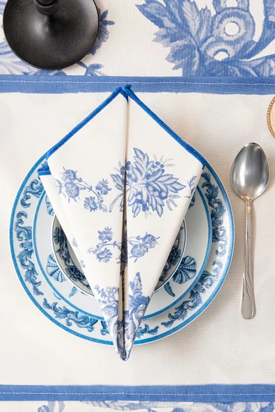 Elysian Blue, Premium Seri Mutfak Sunum Peçetesi, Duck Keten Kumaş 40x40cm - 6