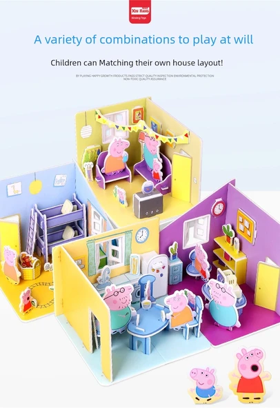 Peppa Pig 3D Bulmaca - Yatak Odası, Çalışma Odası, Oturma Odası, Mutfak - 6