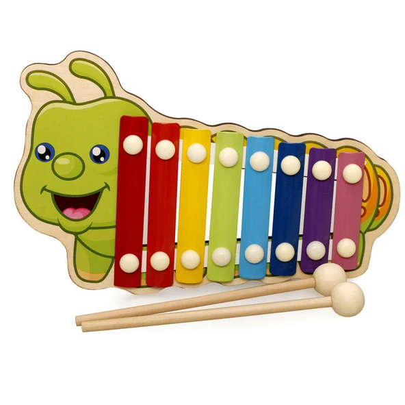 Montessori Ahşap Hayvan Müzik Kutusu Piyano - Kelebek