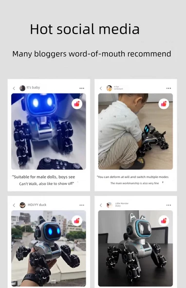 Uzaktan Kumandalı Robot Köpek Oyuncağı - Tek Elektrikli Tek Kumanda Ses Kontrolü - Beyaz - 10